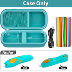 Open teal 3Doodler Start+ pen case with mesh filament pocket and elastic straps; case only