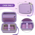 Open lavender camera case with internal dimensions and wrist strap; case only