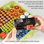 Lime green 269-slot battery organizer case included battery tester checking battery condition