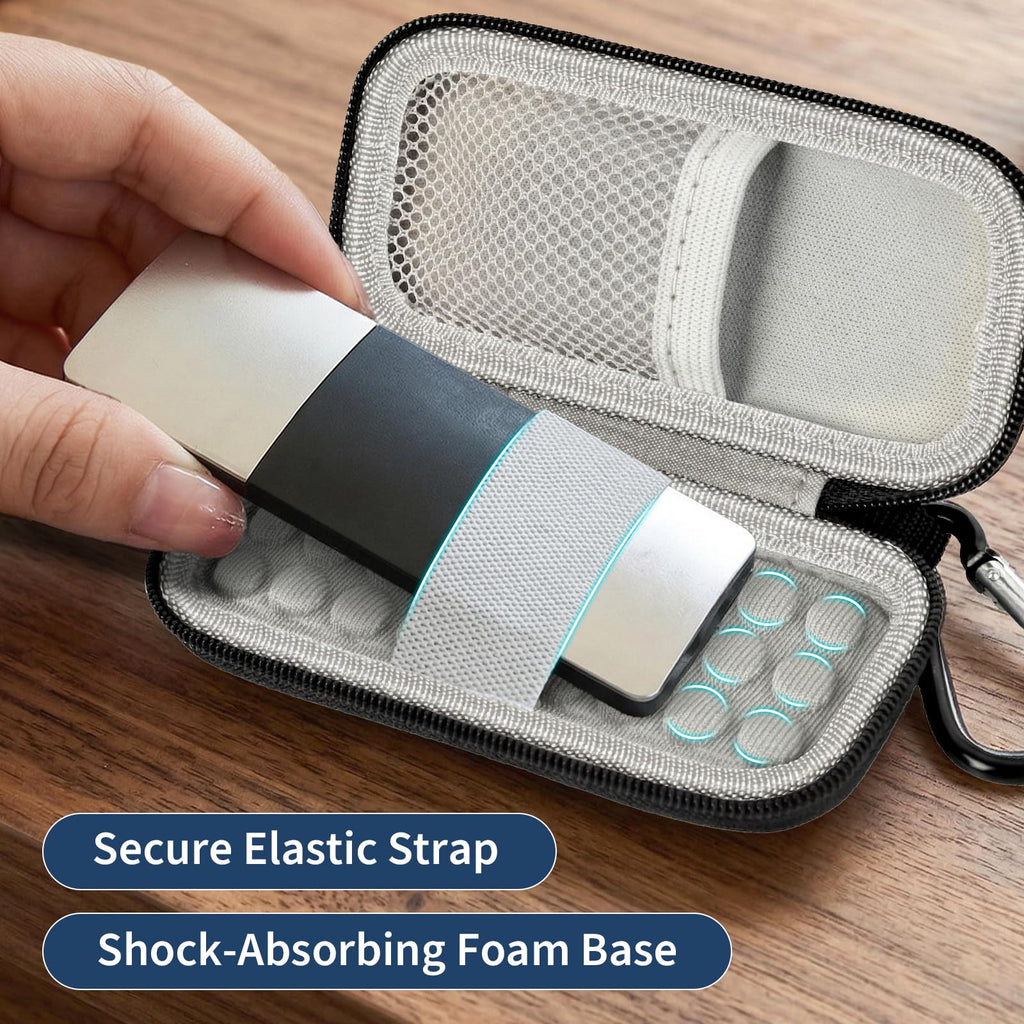 Black KardiaMobile case with secure elastic strap and shock-absorbing foam base