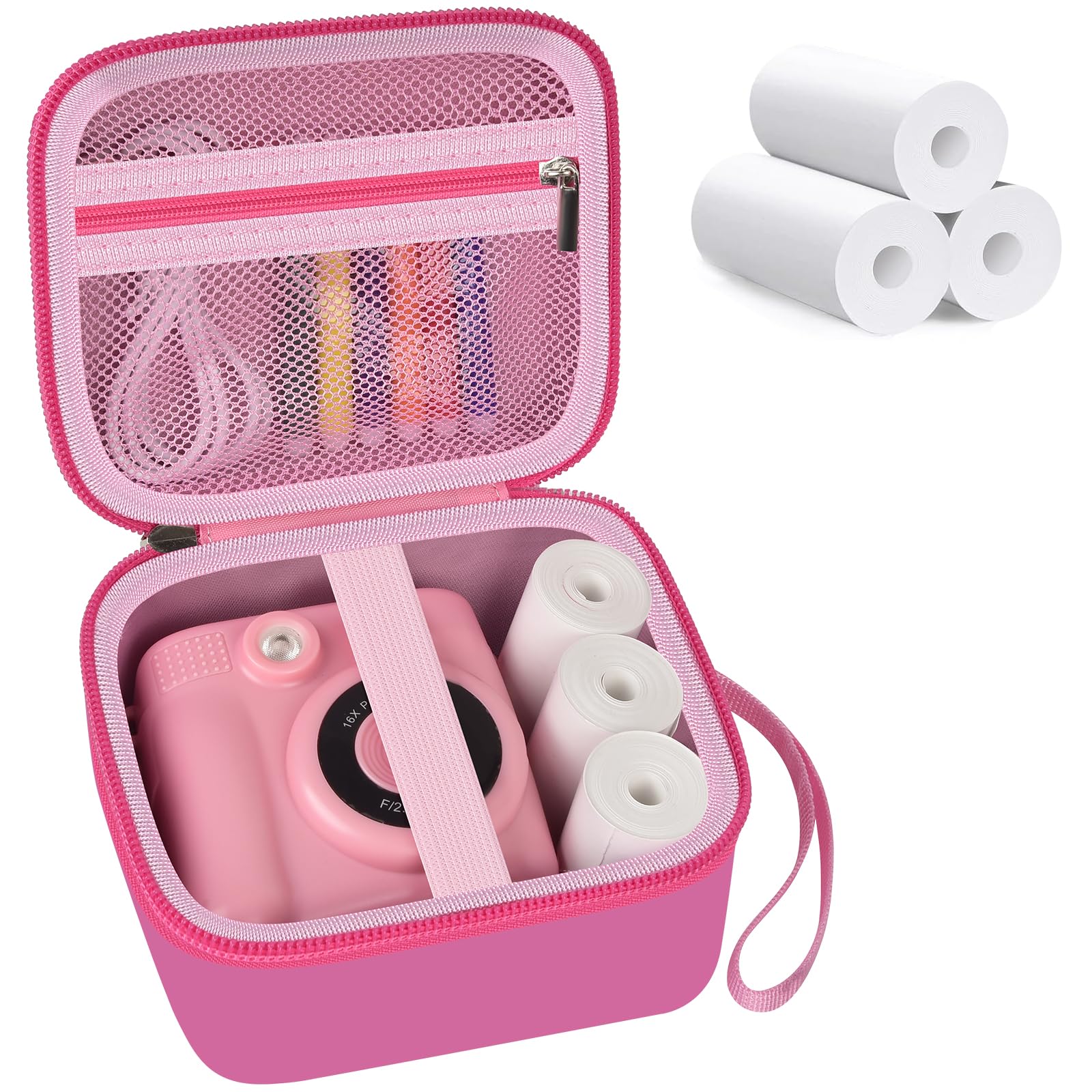 Kids Instant Print Camera Case | ALKOO – Rose with Paper – protective case product view