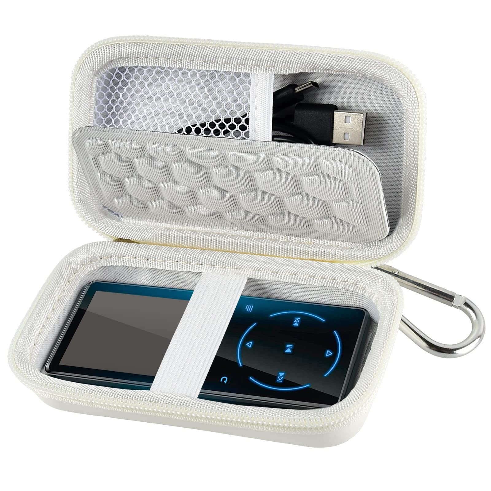 Portable MP3 & MP4 Player Travel Case | ALKOO – White – protective case product view