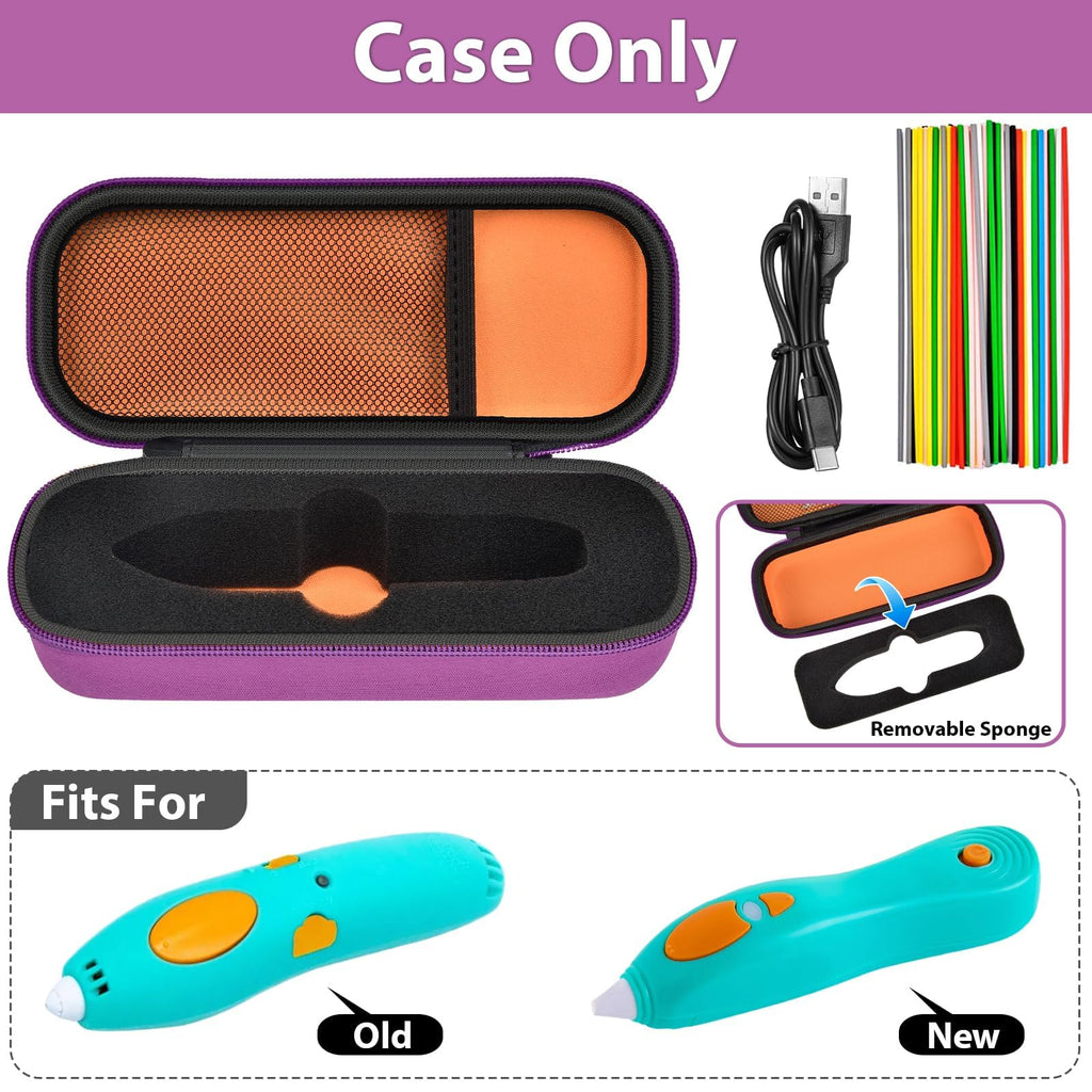 Open purple and orange 3Doodler Start+ pen case with filament storage; case only