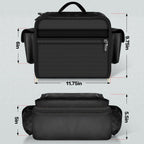 Black air compressor bag dimensions: 11.75 by 9.75 by 6 inches