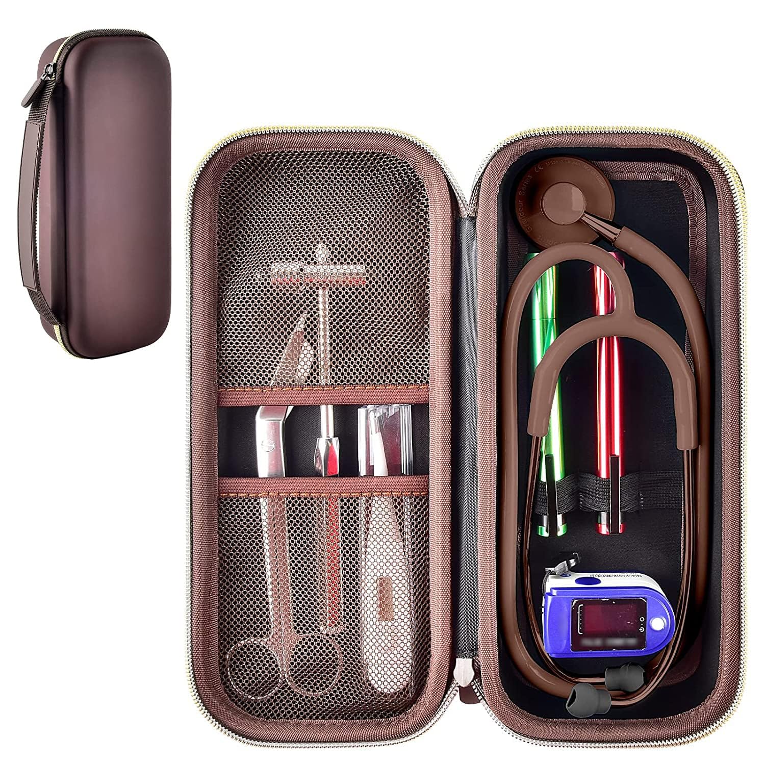Stethoscope Case for Littmann, MDF & Omron | ALKOO – Dark Brown – protective case product view