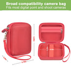 Red protective digital camera case compatibility and interior dimensions overview