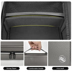 Gray barber case with mesh pocket, dual zipper, handle, and firm protective shell