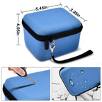 Blue camera case dimensions with scratch, impact, and water-resistant protection