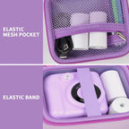 Lavender kids instant print camera case hard shell impact protection demonstration