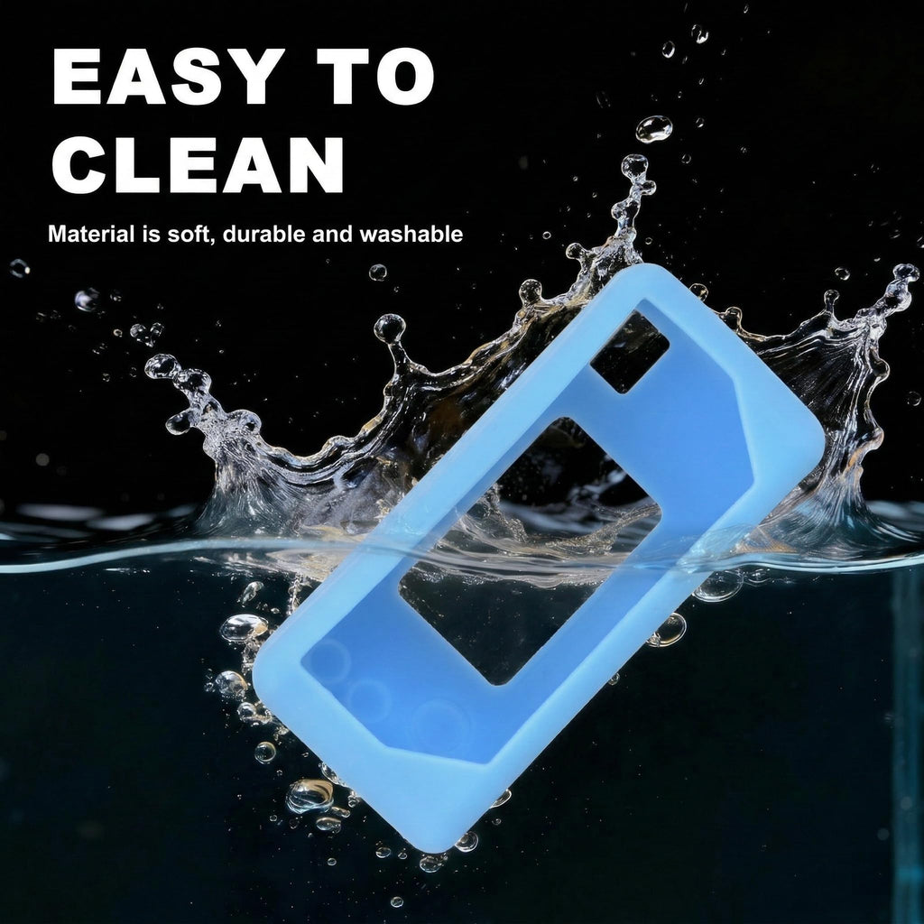 Light blue silicone case for Kodak Charmera keychain camera washable, easy-clean design demonstration