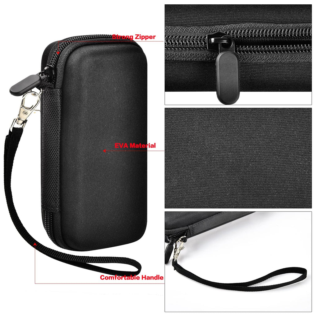 Black EVA power bank case with strong zipper, protective shell, and comfortable wrist strap