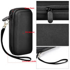 Black EVA power bank case with strong zipper, protective shell, and comfortable wrist strap