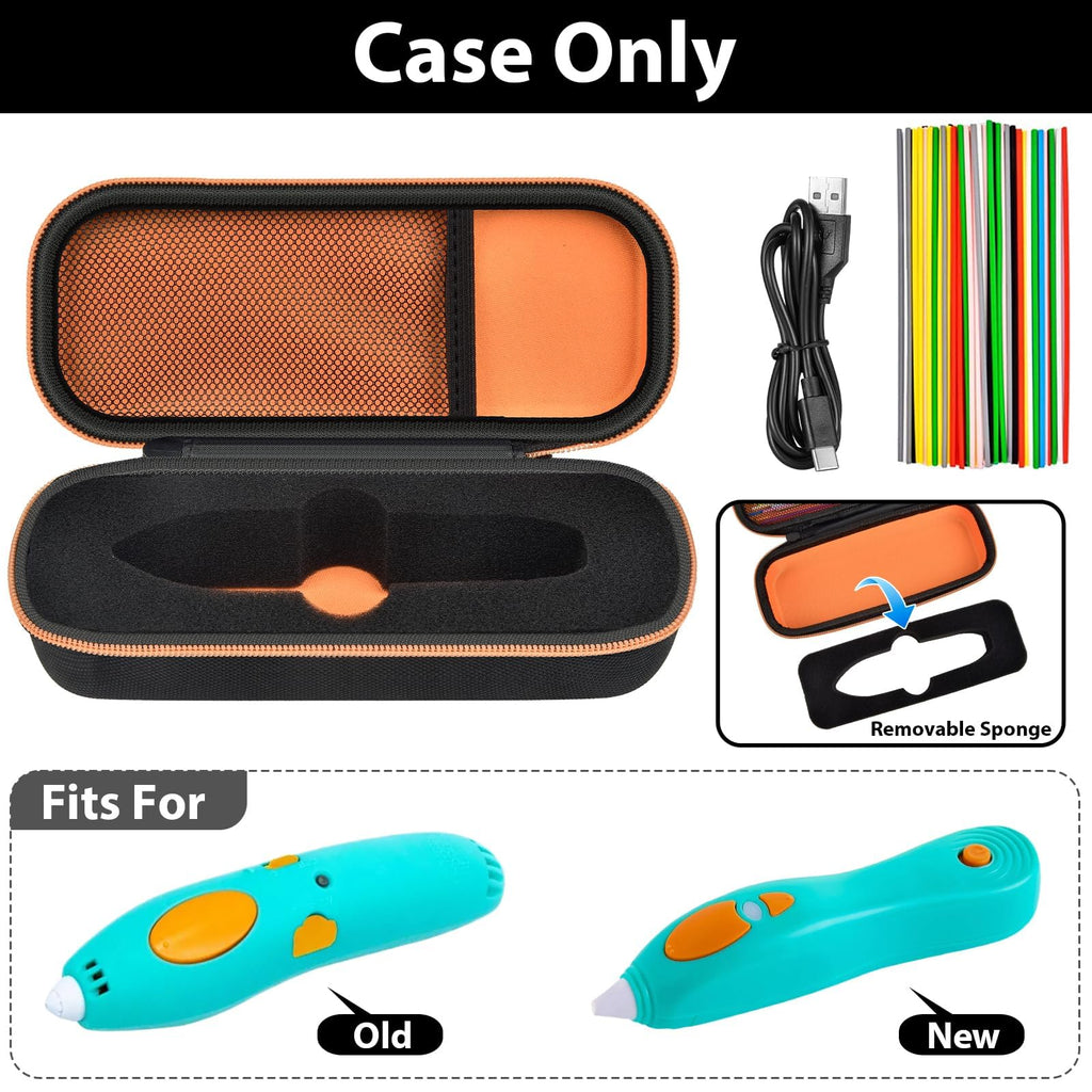 Open black and orange 3Doodler Start+ pen case with filament storage; case only