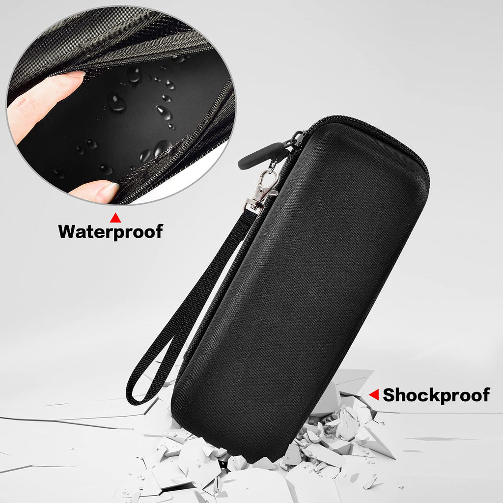 Black electric toothbrush case demonstrating waterproof and shockproof protection