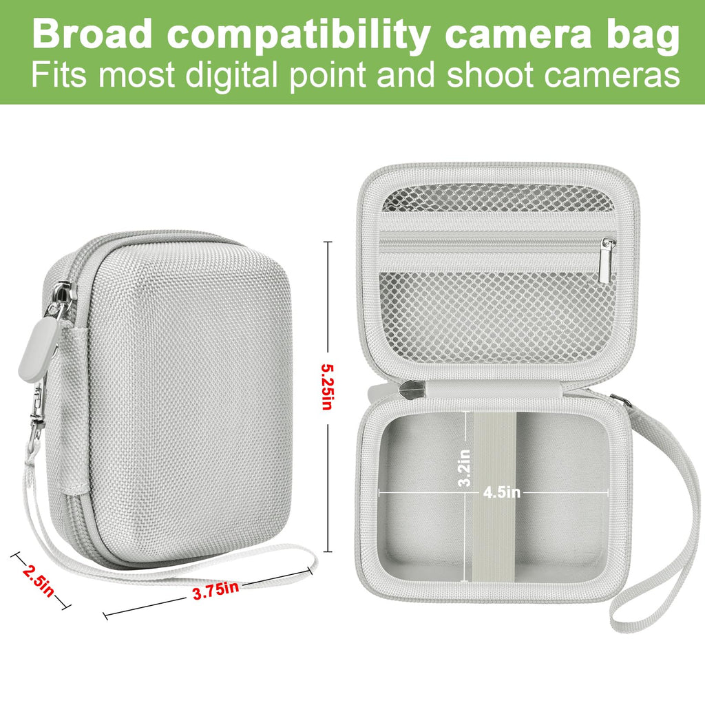 White protective digital camera case compatibility and interior dimensions overview