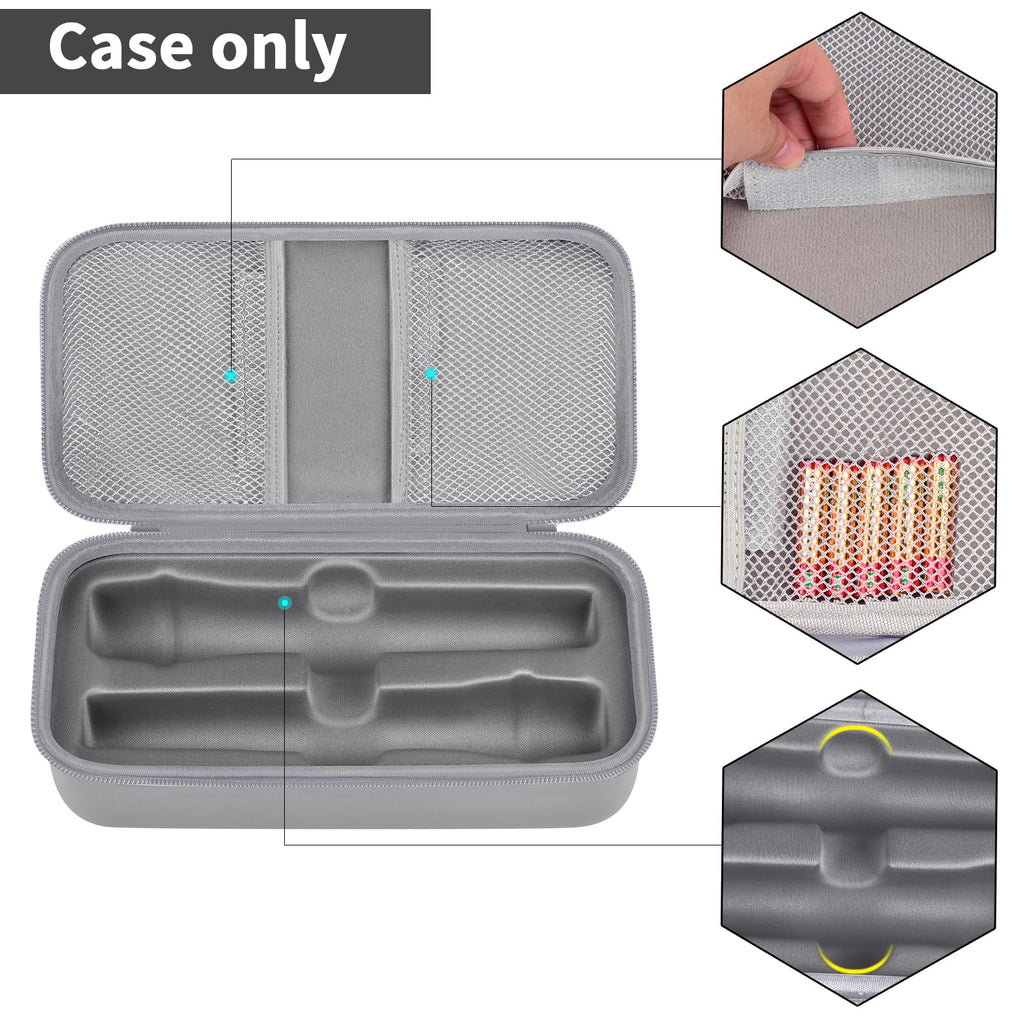 Light gray JBL wireless microphone case dimensions with dual storage layout