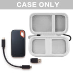 Open white SanDisk SSD case with portable drive and cable; case only