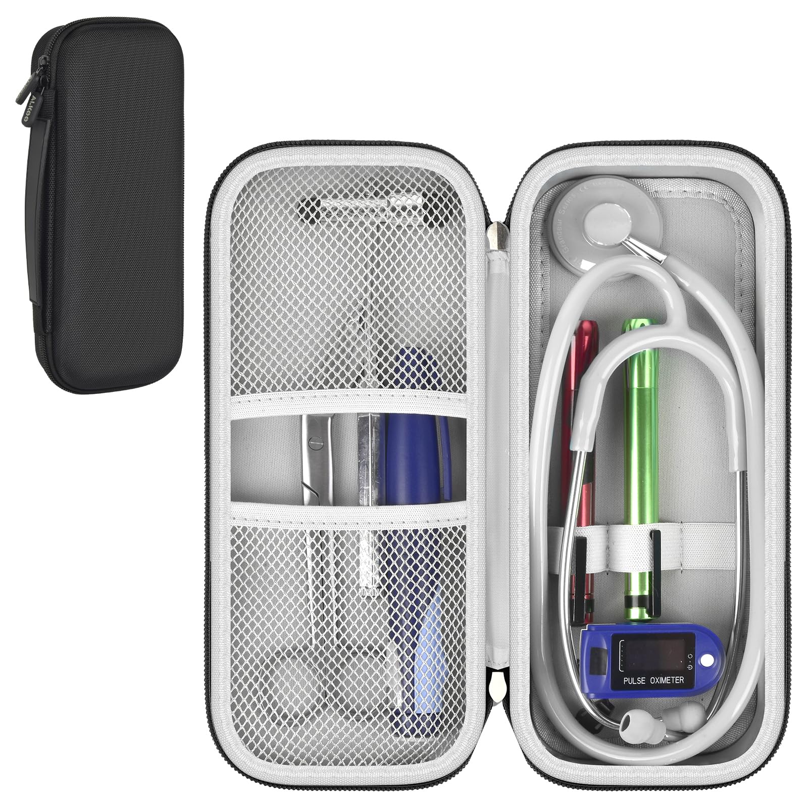 Stethoscope Case for Littmann, MDF & Omron | ALKOO – Black Grey – protective case product view