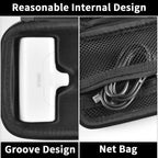 Black charger case interior with molded groove and mesh cable pocket