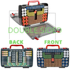 Black with red handle 269-slot battery organizer case double-sided front and back storage layout