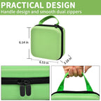 Bright green NIIMBOT label maker case dimensions with handle and dual zippers