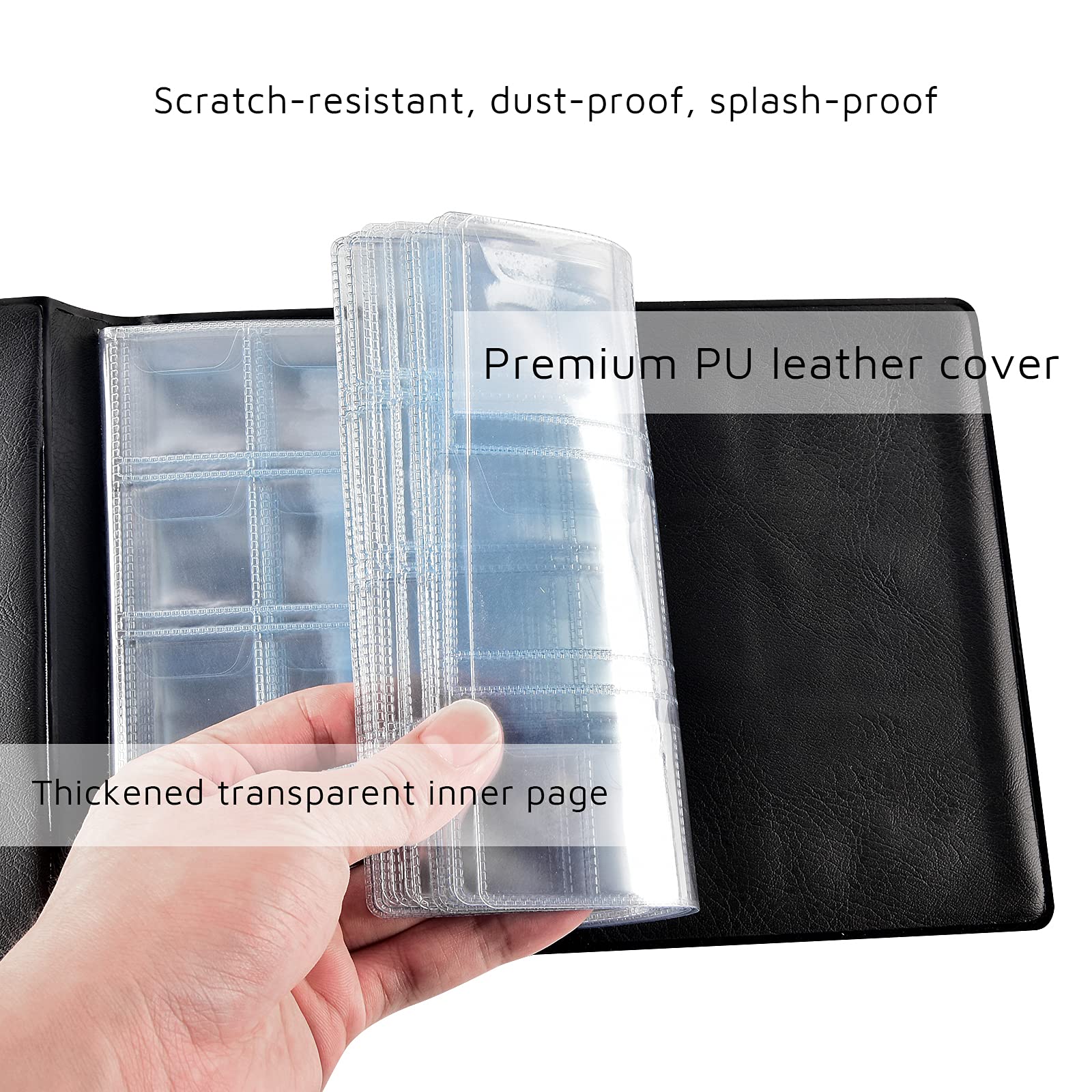Green coin album with thick transparent pages and scratch-resistant PU leather cover