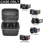 Open black vlogging camera case with mesh pocket and adjustable interior; case only