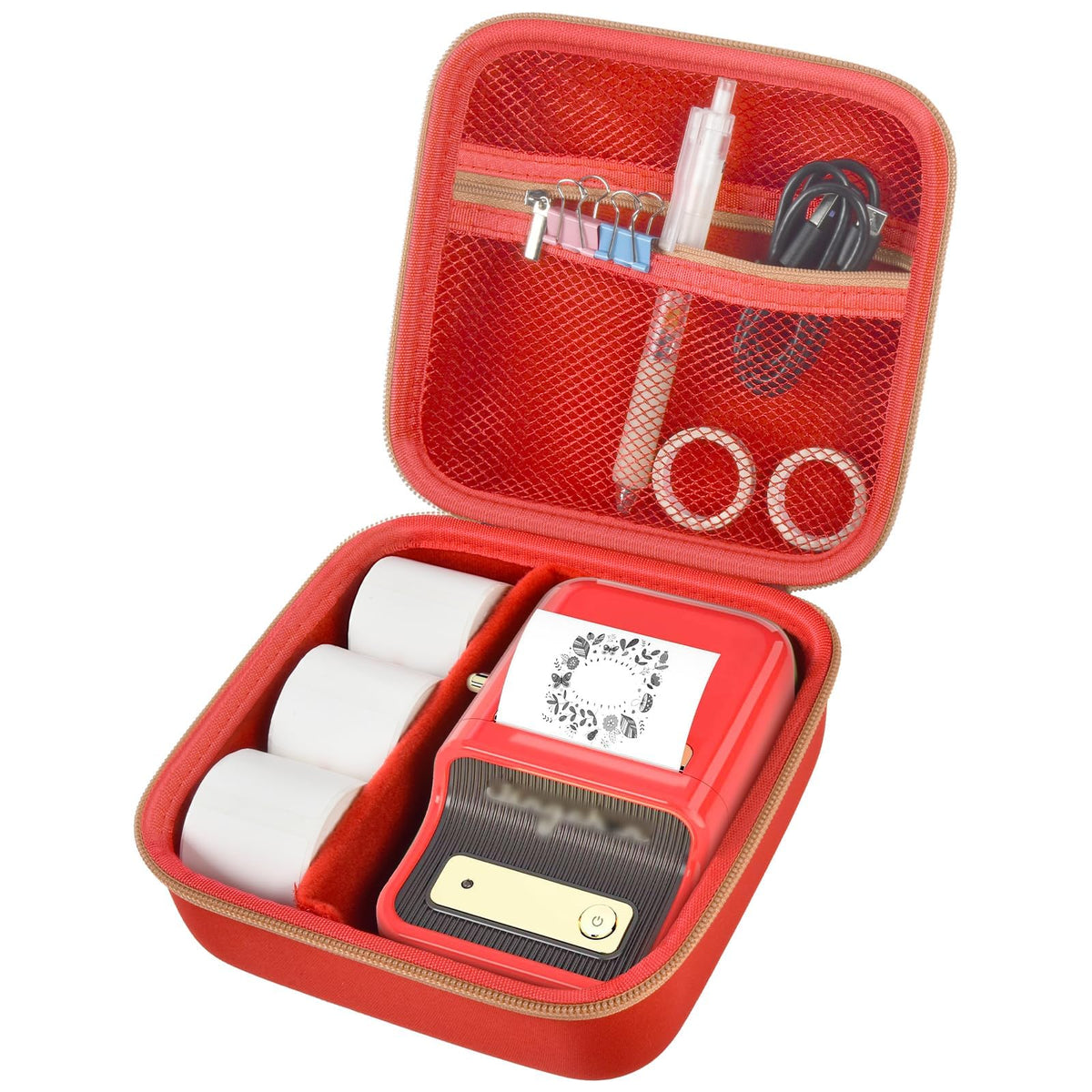for NIIMBOT B21 Label Maker Travel Case | ALKOO – Red – protective case product view