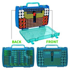 Turquoise blue 269-slot battery organizer case double-sided front and back storage layout