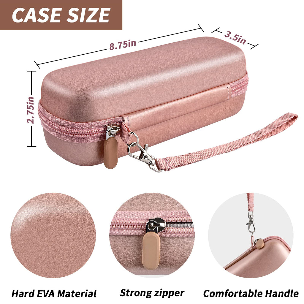 Rose gold electric toothbrush case dimensions with hard EVA shell and wrist strap