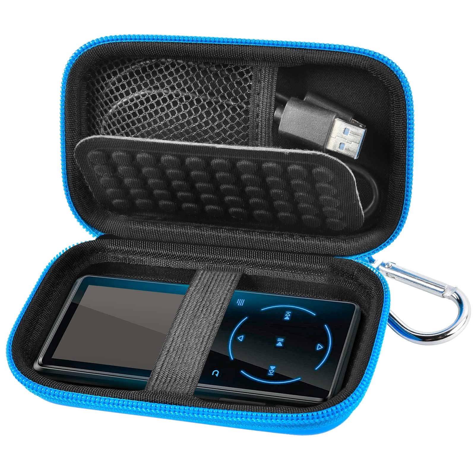 Portable MP3 & MP4 Player Travel Case | ALKOO – Blue+Inside Black – protective case product view