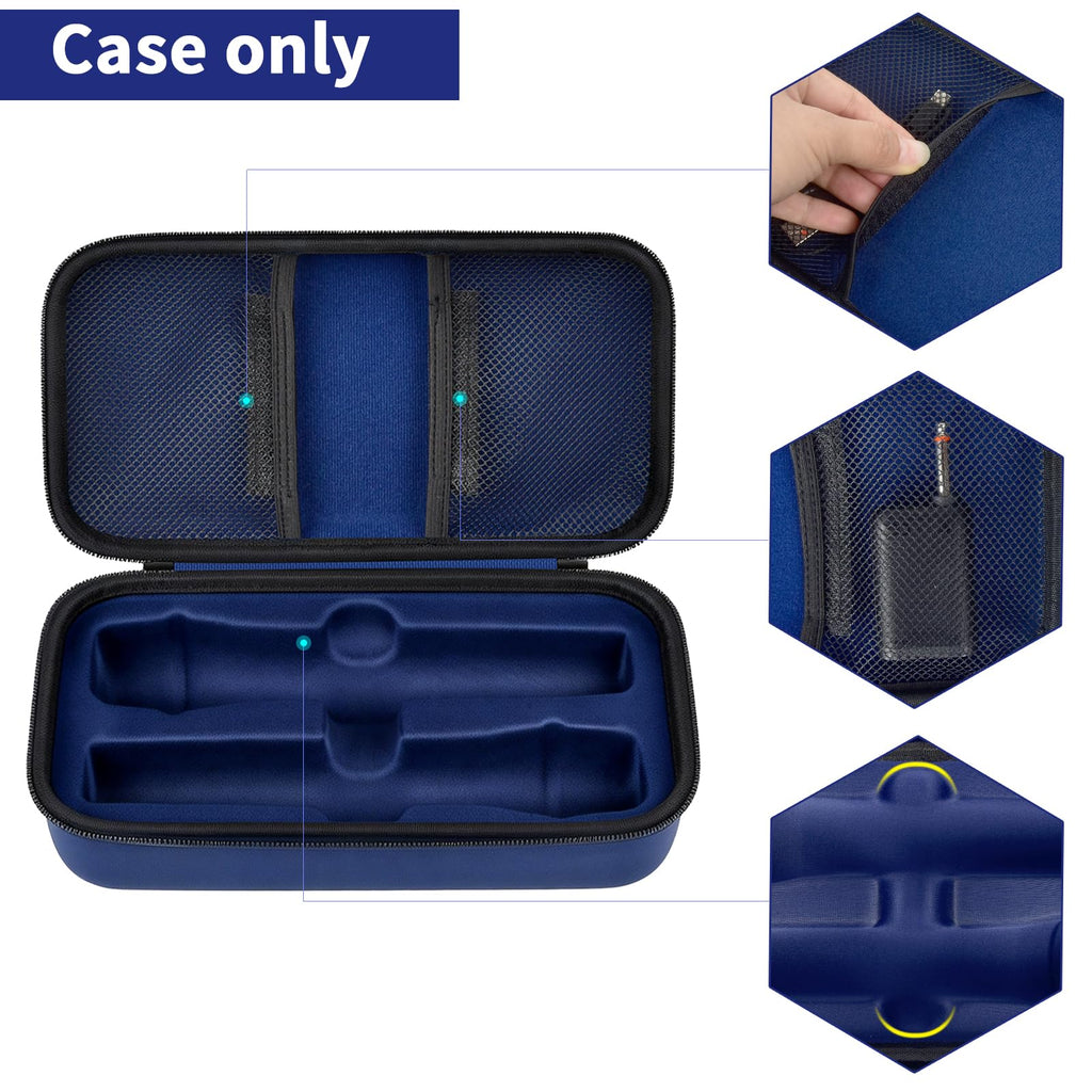 Open navy microphone organizer showing mesh pockets and molded dual-mic compartments; case only
