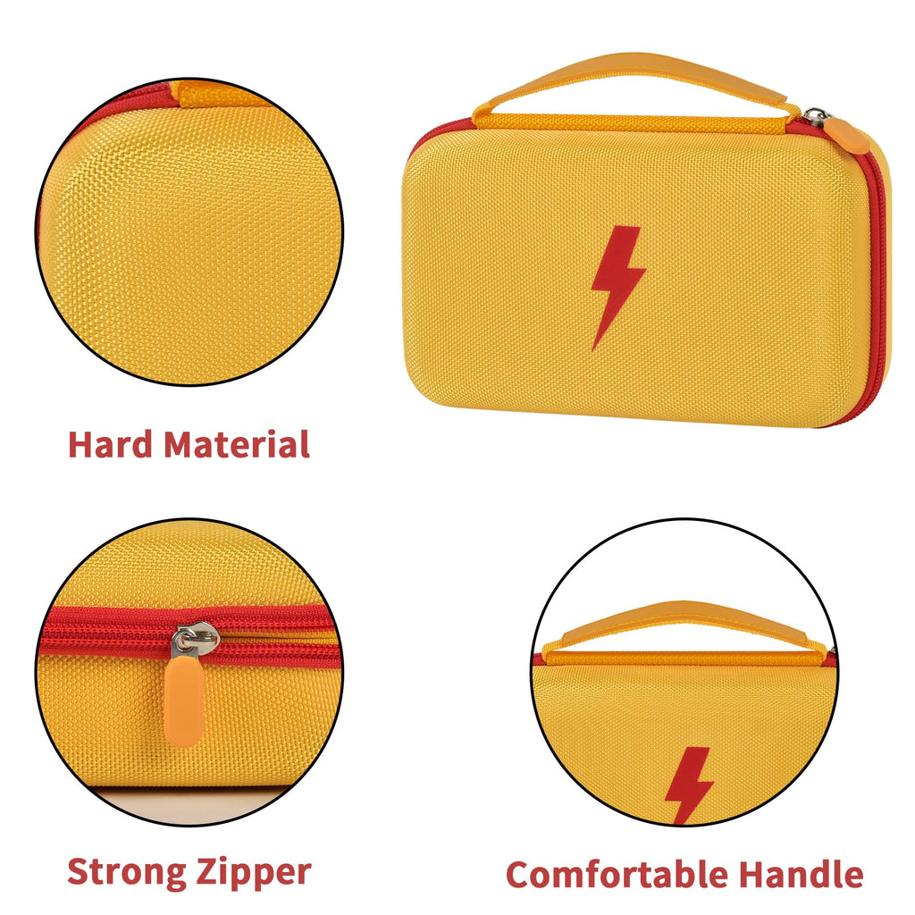 Yellow and red hard multimeter case with strong zipper and carrying handle details