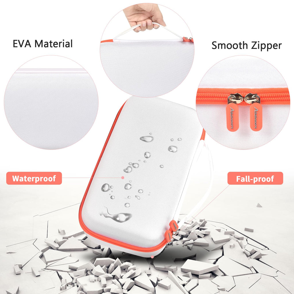 White and orange microphone case with EVA shell, handle, zipper, and water-resistant protection