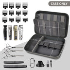 Open gray professional clipper case with elastic tool loops and grooming accessories; case only