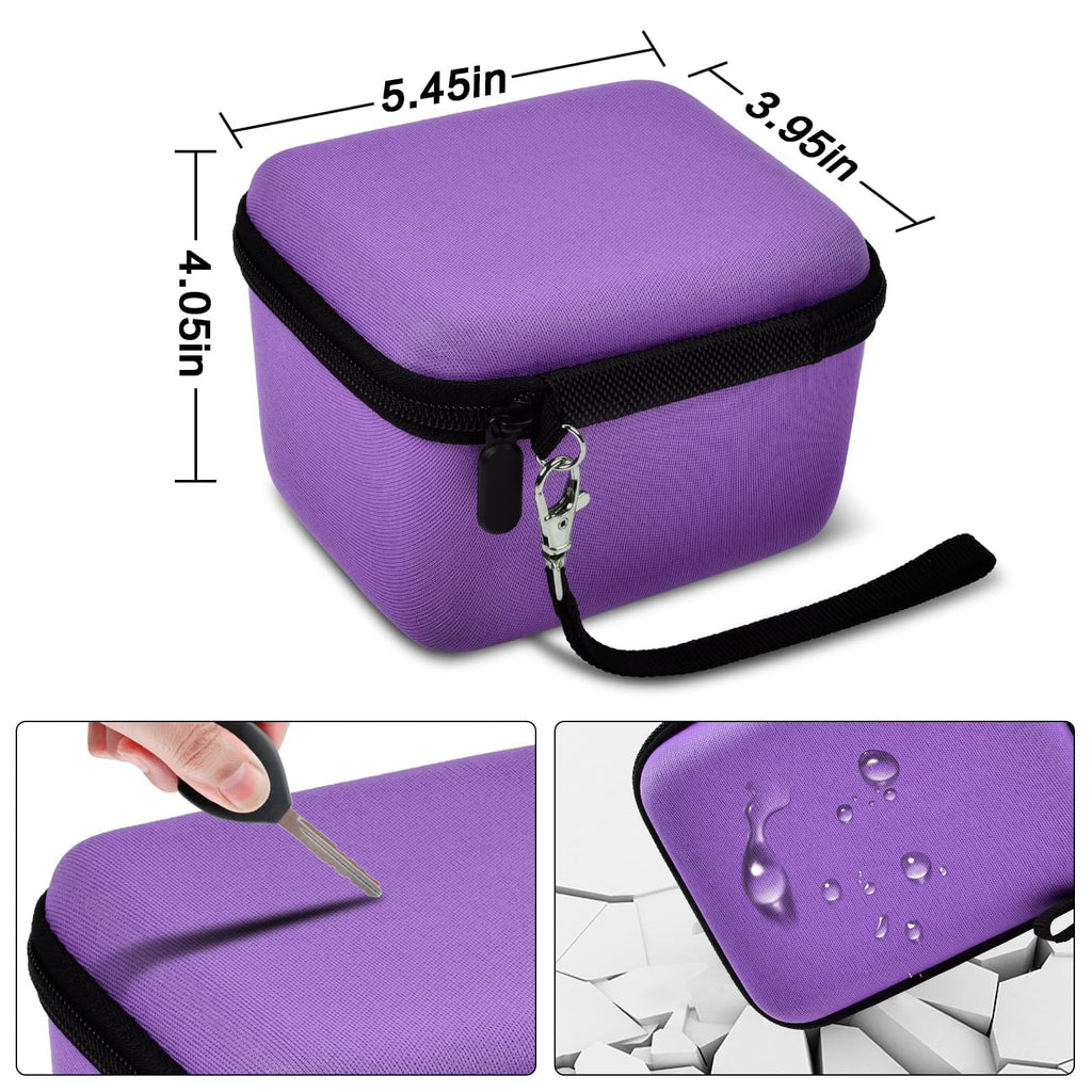 Purple camera case dimensions with scratch, impact, and water-resistant protection