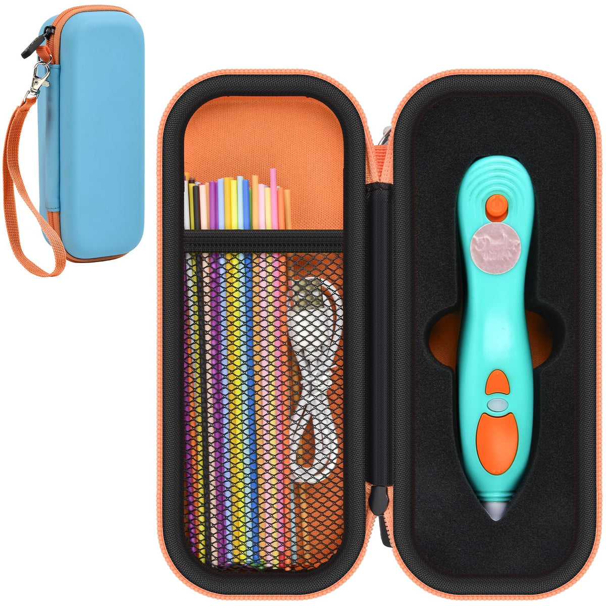 for 3Doodler Start+ 3D Pen Travel Case | ALKOO – Blue With Orange Zipper – protective case product view