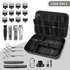 Open black professional clipper case with elastic tool loops and grooming accessories; case only