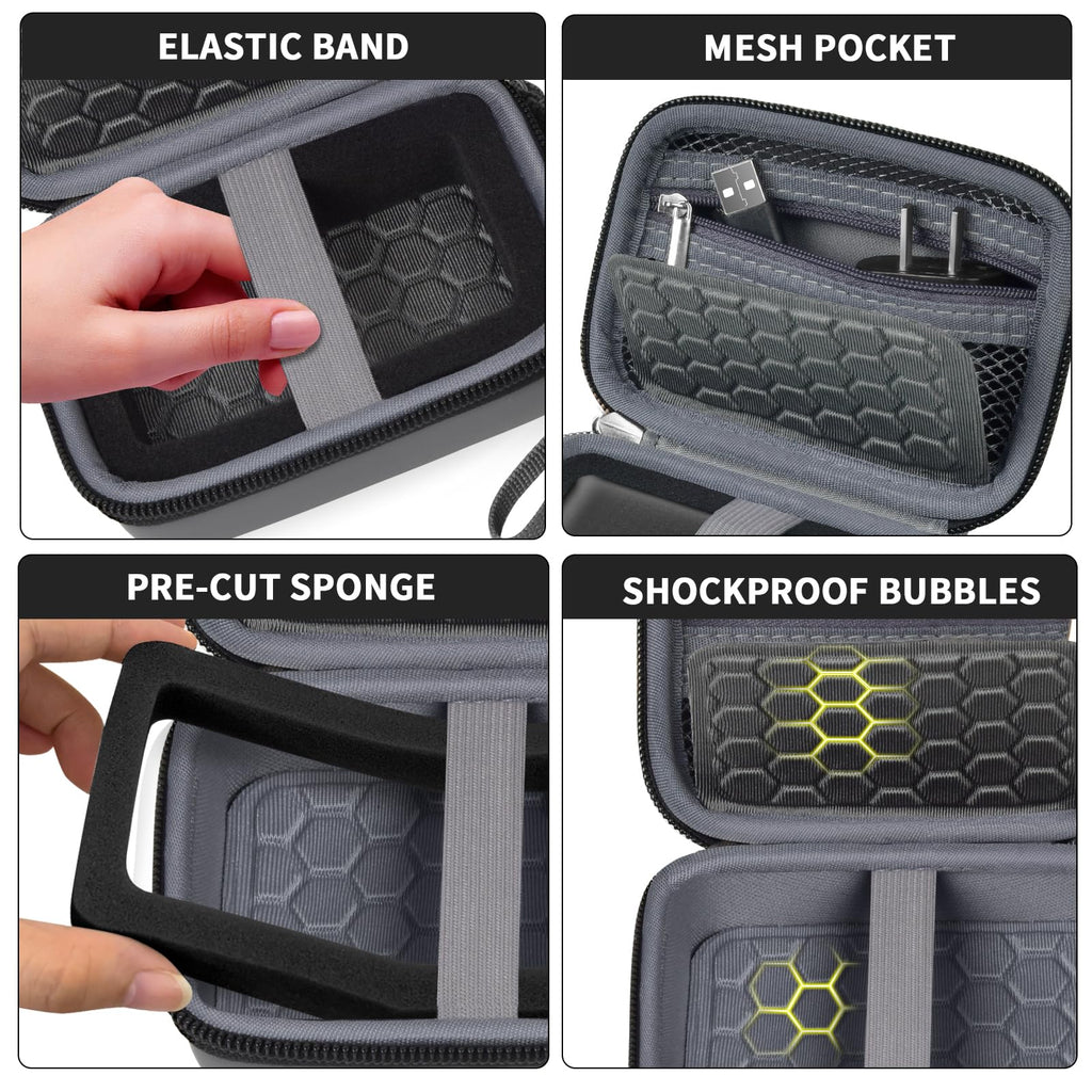 Gray camera case with shockproof PU shell, splash resistance, and strong zipper