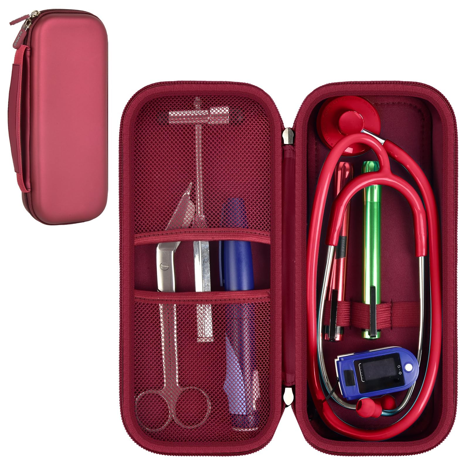Stethoscope Case for Littmann, MDF & Omron | ALKOO – Wine Red – protective case product view