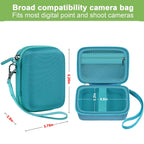 Teal protective digital camera case compatibility and interior dimensions overview