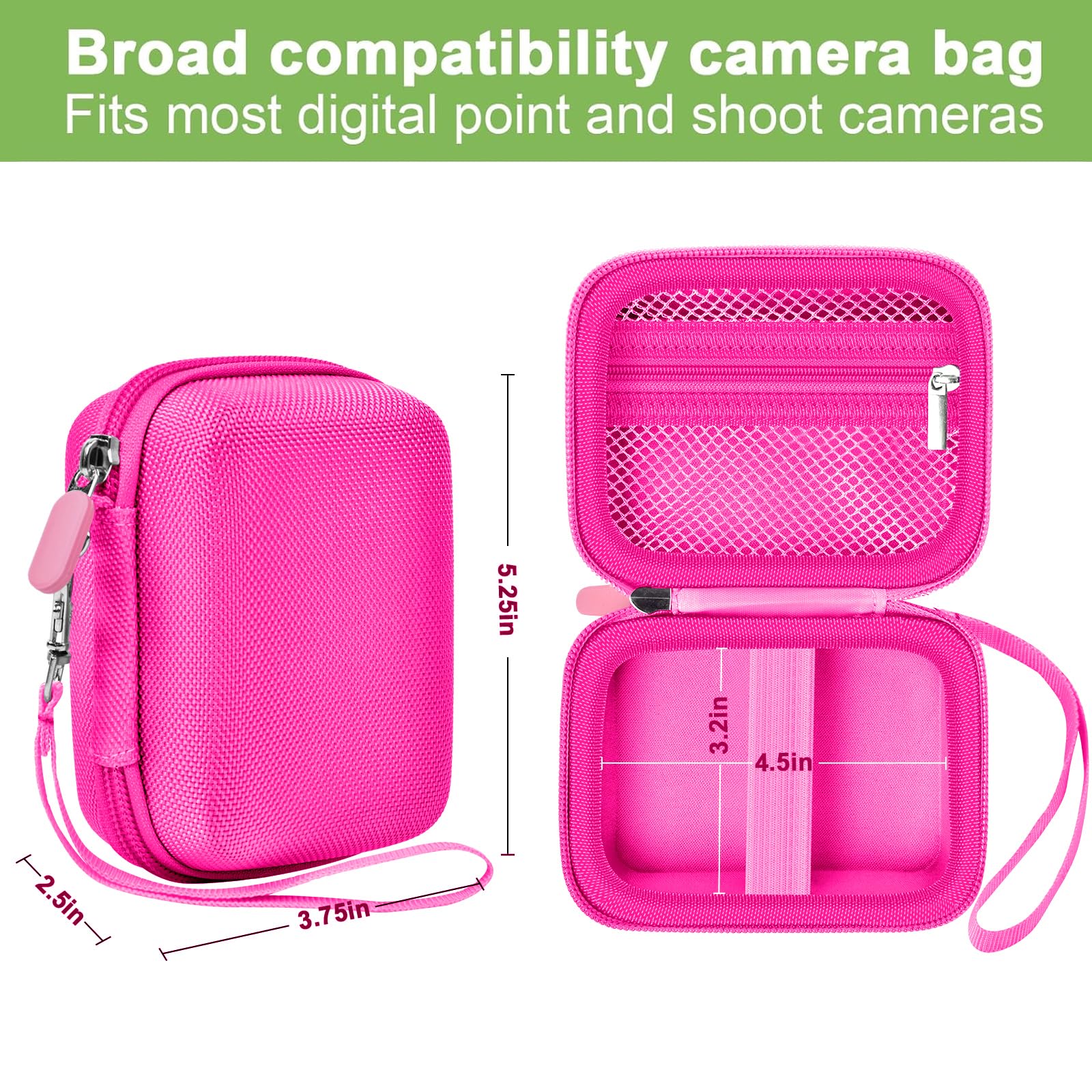 Magenta protective digital camera case compatibility and interior dimensions overview