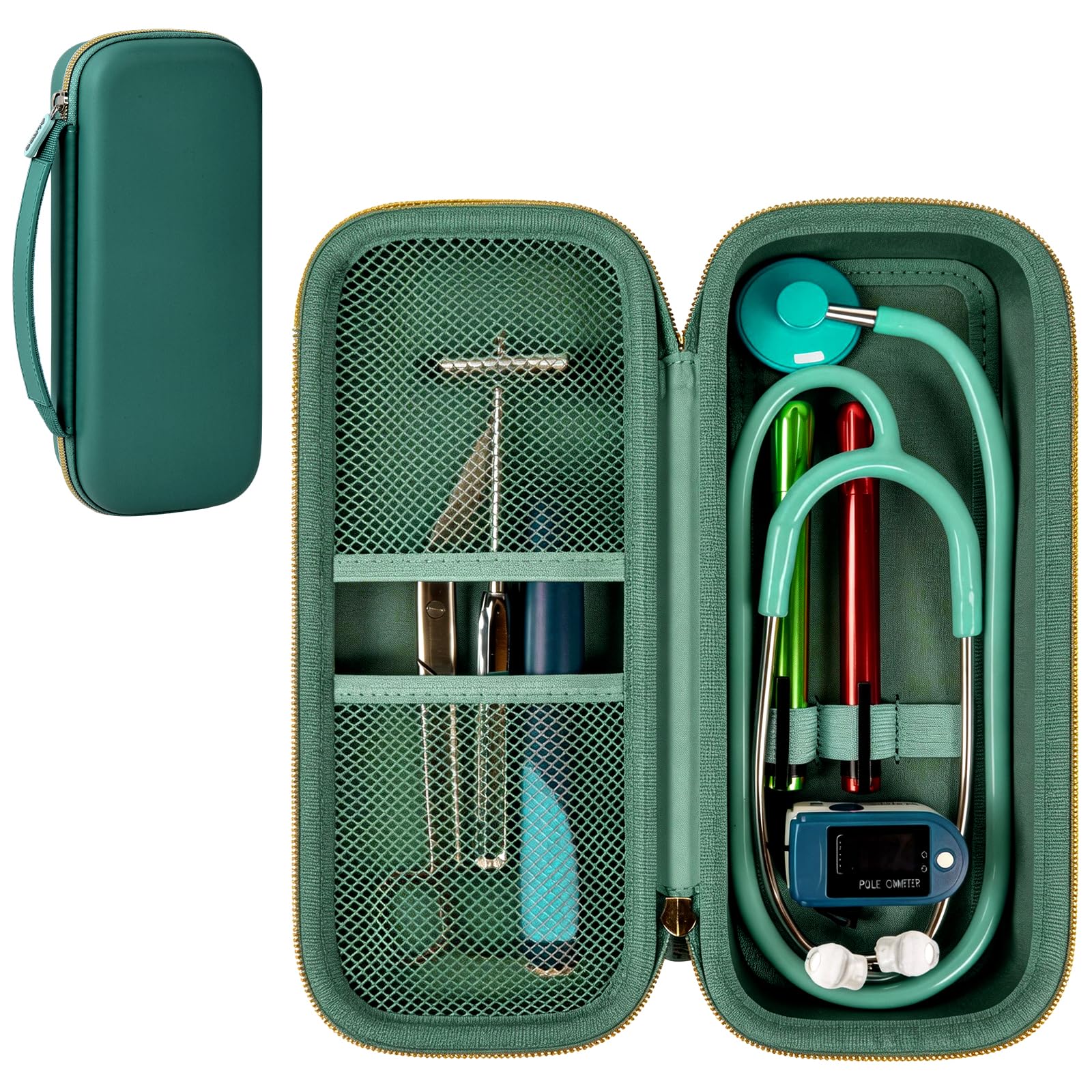 Stethoscope Case for Littmann, MDF & Omron | ALKOO – Midnight Green – protective case product view