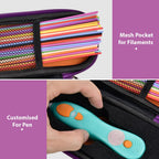 Purple and orange case interior with mesh filament pocket and custom-fit 3D pen compartment
