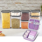 Open purple NIIMBOT case organizing a label maker and accessories in a kitchen