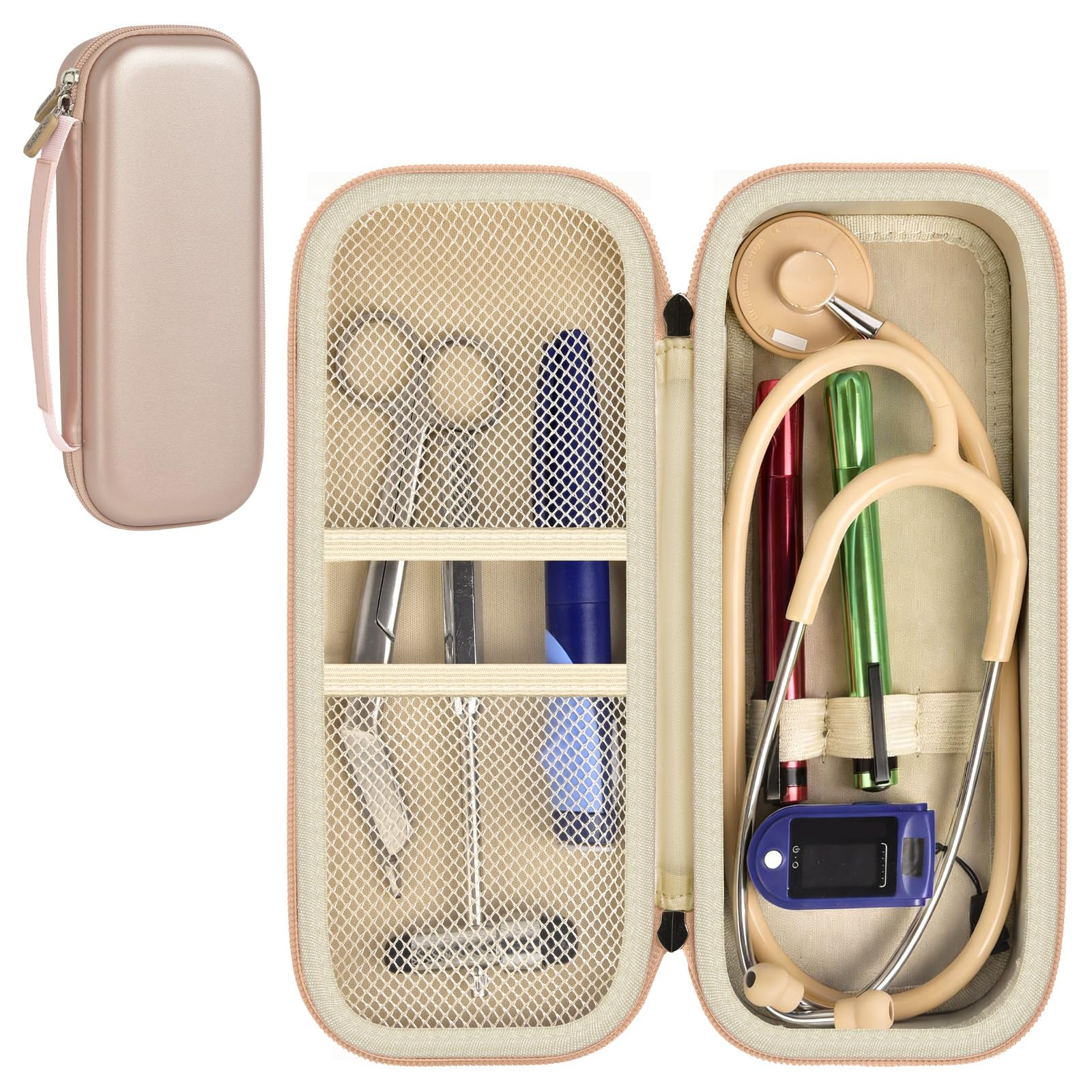 Stethoscope Case for Littmann, MDF & Omron | ALKOO – Rose Gold – protective case product view