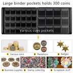 Large coin album pockets for storing coins, medallions, badges, stamps, and scrapbook pieces