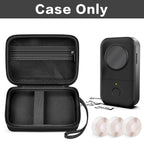 Open black label maker case with mesh pocket and divided interior; case only