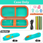 Open teal and orange 3Doodler Start+ pen case with filament storage; case only