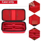 Open red microphone organizer with mesh pockets and molded dual-mic compartments; case only